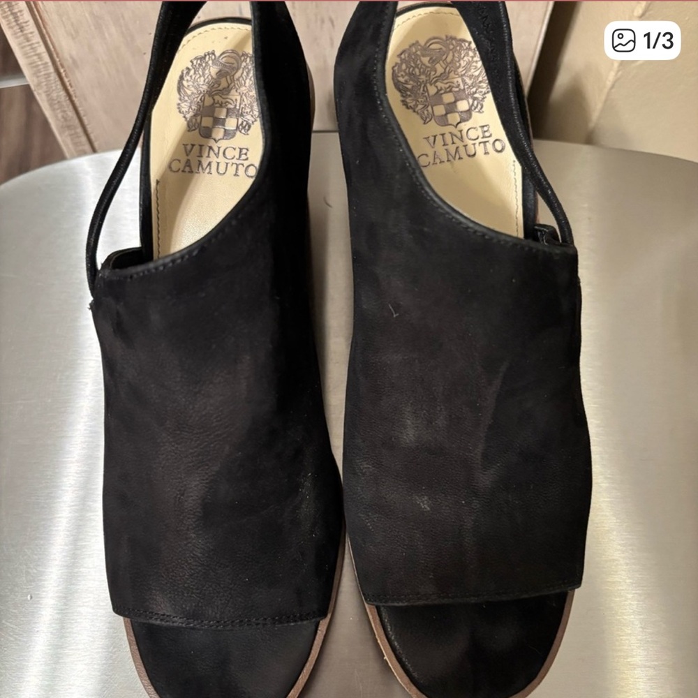 Vince Camuto Black Open-Toe Block Heels sz 8.5